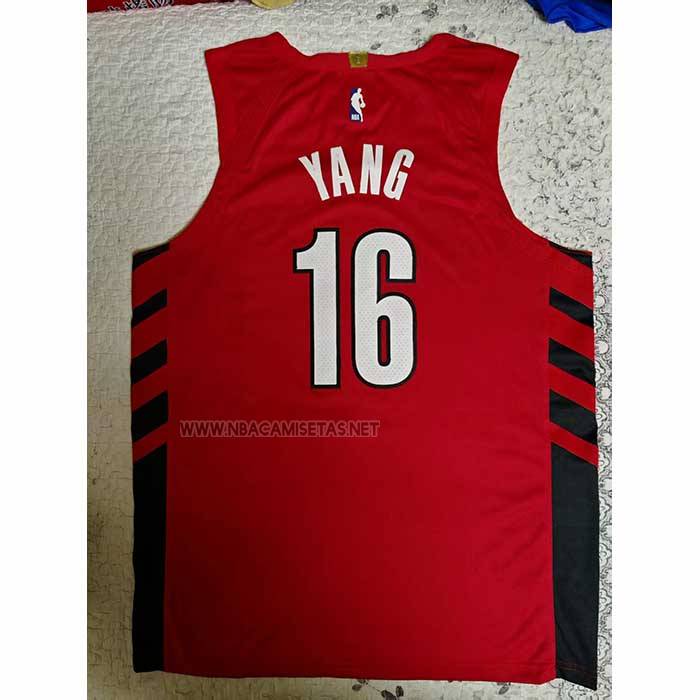 Camiseta Portland Trail Blazers Hansen Yang NO 16 Statement 2024-25 Rojo